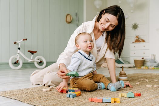 happy toddler playing