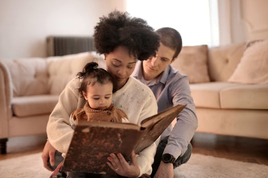 parent reading a book to child