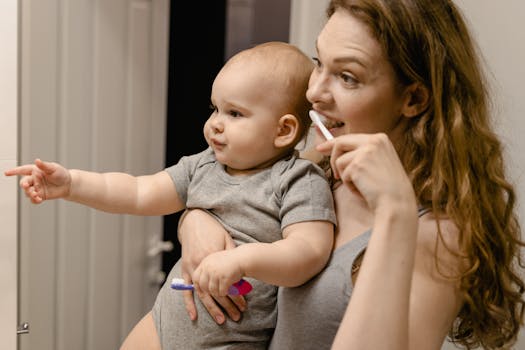 a parent guiding a child to the bathroom