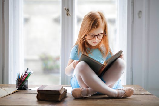 child reading a potty training book