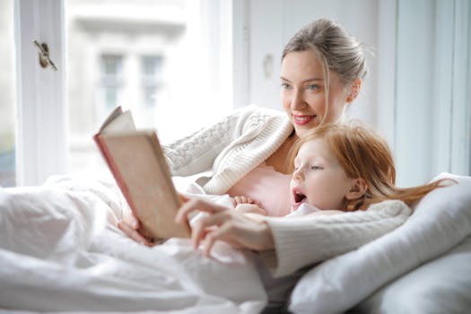 parent and child reading a potty training book