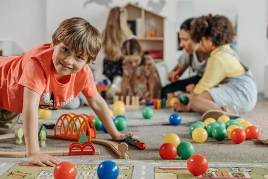 happy toddler playing