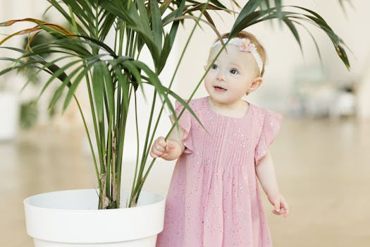 happy toddler looking at potty