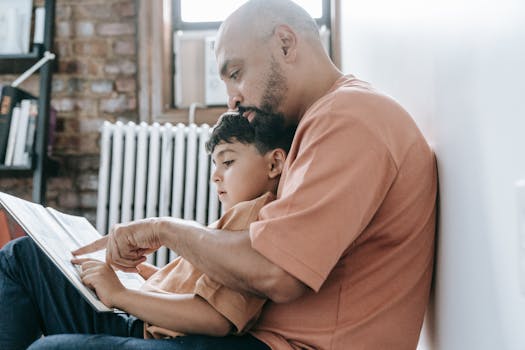 parent reading with child about potty training